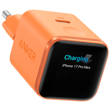 Anker Nano USB-C Carregador Rápido 45W com Display Laranja