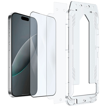 Just in Case Protector De Ecrã Transparente De Vidro Temperado com Estrutura De Montagem Apple iPhone 16 Pro Max/17 Pro Max