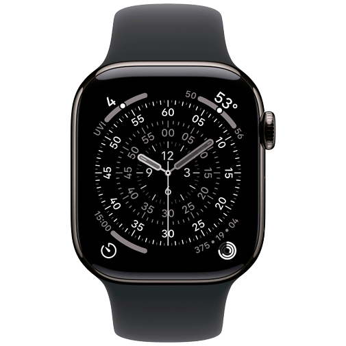 Apple Watch Series 11 42mm 5G Leisteen Titanium (Bracelete De Borracha Preta S/M)