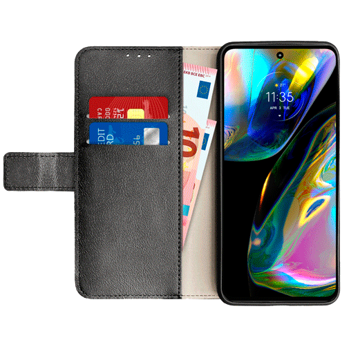 Just in Case Pu-Couro Book Capa Preto Motorola Moto G82