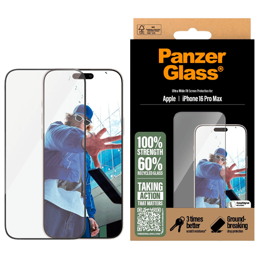 Panzerglass Vidro Temperado Edge To Edge Protetor De Ecrã iPhone 16 Pro Max