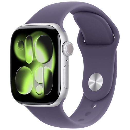 Apple Watch Series 11 42mm Prata (Bracelete De Borracha Roxa M/L)
