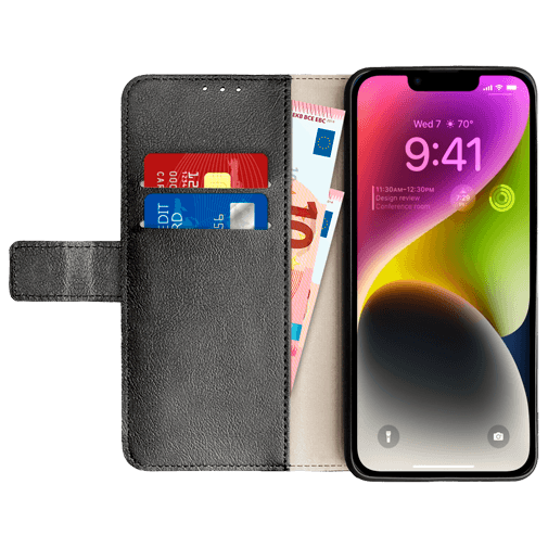 Just in Case Pu-Couro Book Capa Preto Apple iPhone 15 Plus