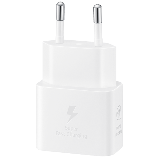 Samsung USB-C Carregador Rápido 25W T2510 + USB-C Cabo Branco