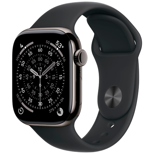 Apple Watch Series 11 42mm 5G Leisteen Titanium (Bracelete De Borracha Preta S/M)