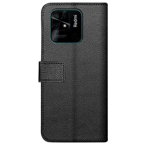 Just in Case Book Case Couro-PU Preto Xiaomi Redmi 10C