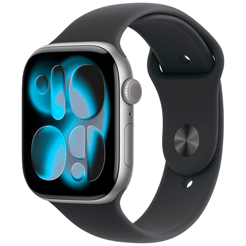 Apple Watch Series 11 46mm Cinzento (Bracelete De Borracha Preta M/L)